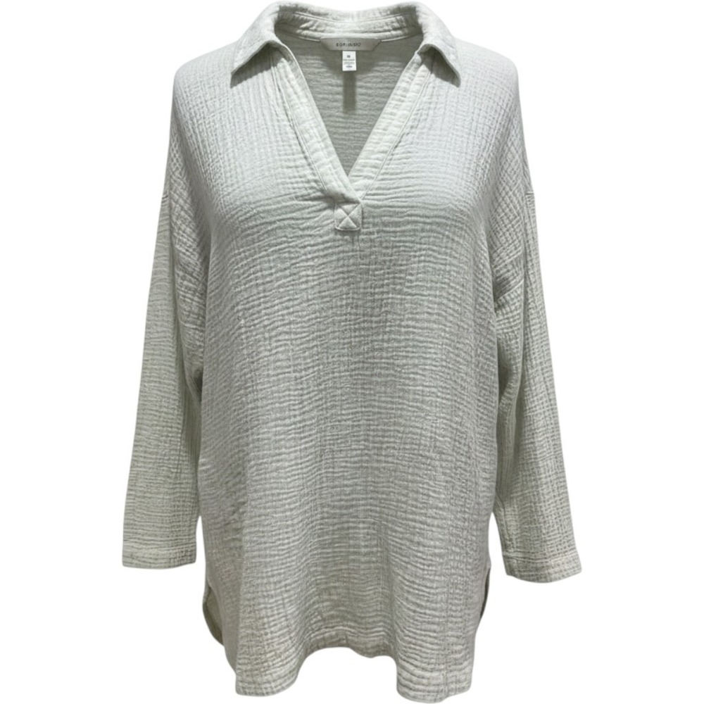 Pure Jill Sage Green Double Gauze Cotton V-Neck Tunic Top XL Petite